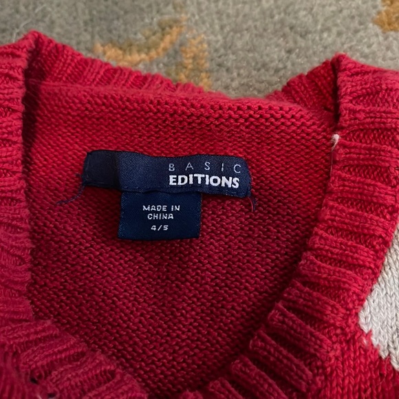 Basic Editions red argyle sweater vest 4-5 years 3itemsfor$20 - Picture 3 of 6